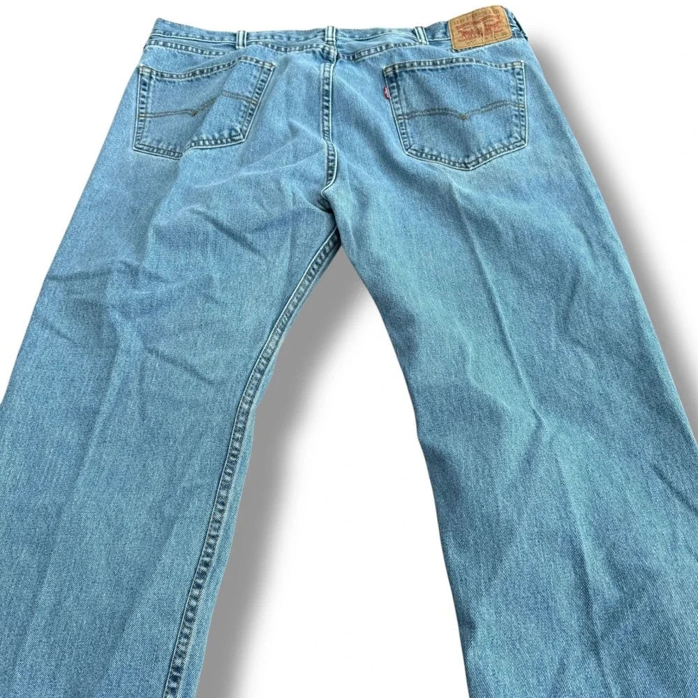 Levis 505 Regular Fit Straight Leg Jeans‎ Mens 42x30 Light Wash Blue Denim